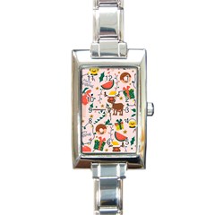 Colorful-funny-christmas-pattern Merry Xmas Rectangle Italian Charm Watch by Amaryn4rt