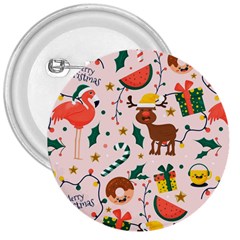 Colorful-funny-christmas-pattern Merry Xmas 3  Buttons by Amaryn4rt