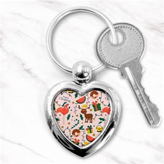 Colorful-funny-christmas-pattern Merry Xmas Key Chain (heart) by Amaryn4rt