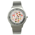 Colorful-funny-christmas-pattern Merry Xmas Stainless Steel Watch Front