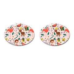 Colorful-funny-christmas-pattern Merry Xmas Cufflinks (oval) by Amaryn4rt