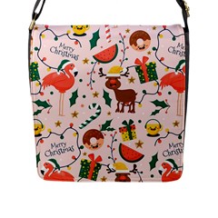 Colorful-funny-christmas-pattern Merry Xmas Flap Closure Messenger Bag (l) by Amaryn4rt