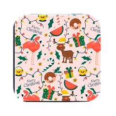 Colorful-funny-christmas-pattern Merry Xmas Square Metal Box (black) by Amaryn4rt