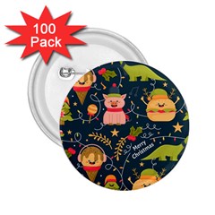 Colorful-funny-christmas-pattern Merry Christmas Xmas 2 25  Buttons (100 Pack)  by Amaryn4rt