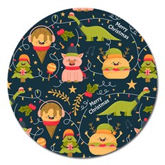 Colorful-funny-christmas-pattern Merry Christmas Xmas Magnet 5  (round) by Amaryn4rt