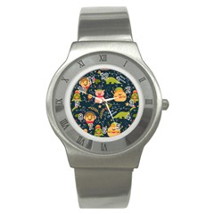 Colorful-funny-christmas-pattern Merry Christmas Xmas Stainless Steel Watch by Amaryn4rt