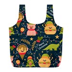 Colorful-funny-christmas-pattern Merry Christmas Xmas Full Print Recycle Bag (L) Front