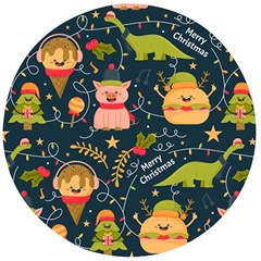 Colorful-funny-christmas-pattern Merry Christmas Xmas Wooden Bottle Opener (round) by Amaryn4rt