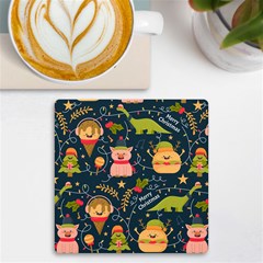 Colorful-funny-christmas-pattern Merry Christmas Xmas Uv Print Square Tile Coaster  by Amaryn4rt