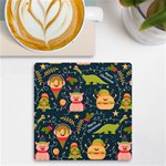 Colorful-funny-christmas-pattern Merry Christmas Xmas UV Print Square Tile Coaster  Front