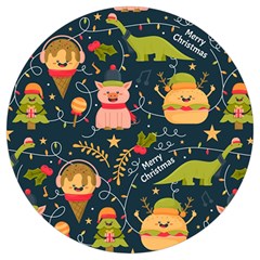 Colorful-funny-christmas-pattern Merry Christmas Xmas Round Trivet by Amaryn4rt