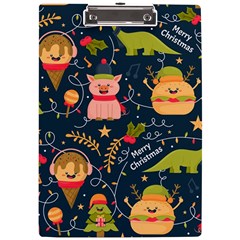 Colorful-funny-christmas-pattern Merry Christmas Xmas A4 Acrylic Clipboard by Amaryn4rt