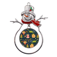 Colorful-funny-christmas-pattern Merry Christmas Xmas Metal Snowman Ornament by Amaryn4rt