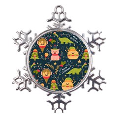 Colorful-funny-christmas-pattern Merry Christmas Xmas Metal Large Snowflake Ornament by Amaryn4rt