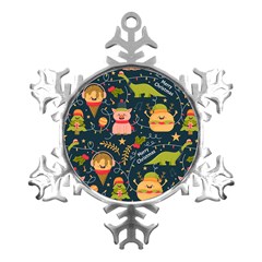 Colorful-funny-christmas-pattern Merry Christmas Xmas Metal Small Snowflake Ornament by Amaryn4rt