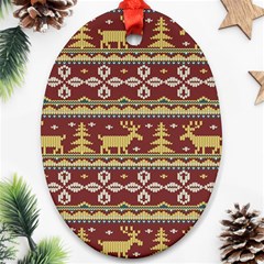 Beautiful-knitted-christmas-pattern Xmas Oval Ornament (two Sides) by Amaryn4rt