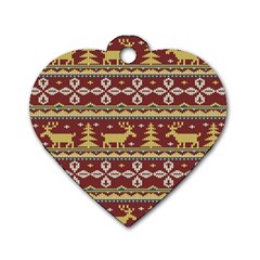 Beautiful-knitted-christmas-pattern Xmas Dog Tag Heart (two Sides) by Amaryn4rt