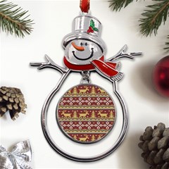 Beautiful-knitted-christmas-pattern Xmas Metal Snowman Ornament by Amaryn4rt