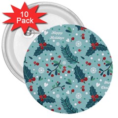 Seamless-pattern-with-berries-leaves 3  Buttons (10 Pack)  by Amaryn4rt