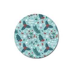 Seamless-pattern-with-berries-leaves Magnet 3  (round) by Amaryn4rt