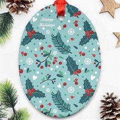 Seamless-pattern-with-berries-leaves Oval Ornament (two Sides) by Amaryn4rt