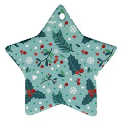 Seamless-pattern-with-berries-leaves Star Ornament (two Sides) by Amaryn4rt