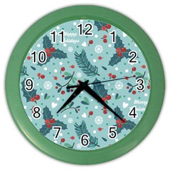 Seamless-pattern-with-berries-leaves Color Wall Clock by Amaryn4rt