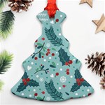 Seamless-pattern-with-berries-leaves Christmas Tree Ornament (Two Sides) Front