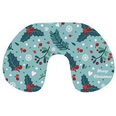 Seamless-pattern-with-berries-leaves Travel Neck Pillow by Amaryn4rt