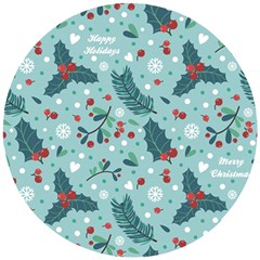 Seamless-pattern-with-berries-leaves Wooden Puzzle Round by Amaryn4rt