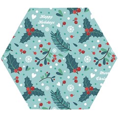 Seamless-pattern-with-berries-leaves Wooden Puzzle Hexagon by Amaryn4rt