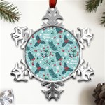 Seamless-pattern-with-berries-leaves Metal Small Snowflake Ornament Front