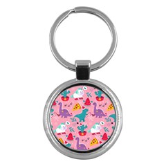 Colorful-funny-christmas-pattern Ho Ho Ho Key Chain (round) by Amaryn4rt