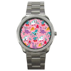 Colorful-funny-christmas-pattern Ho Ho Ho Sport Metal Watch by Amaryn4rt