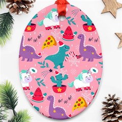 Colorful-funny-christmas-pattern Ho Ho Ho Oval Ornament (two Sides) by Amaryn4rt