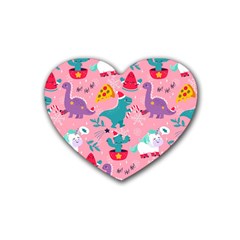 Colorful-funny-christmas-pattern Ho Ho Ho Rubber Heart Coaster (4 Pack) by Amaryn4rt