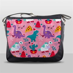 Colorful-funny-christmas-pattern Ho Ho Ho Messenger Bag by Amaryn4rt