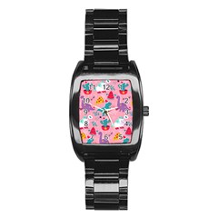 Colorful-funny-christmas-pattern Ho Ho Ho Stainless Steel Barrel Watch by Amaryn4rt