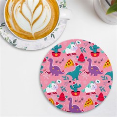 Colorful-funny-christmas-pattern Ho Ho Ho Uv Print Round Tile Coaster by Amaryn4rt