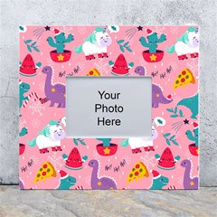 Colorful-funny-christmas-pattern Ho Ho Ho White Wall Photo Frame 5  X 7  by Amaryn4rt