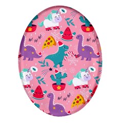 Colorful-funny-christmas-pattern Ho Ho Ho Oval Glass Fridge Magnet (4 Pack) by Amaryn4rt