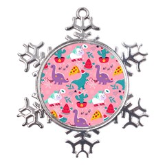 Colorful-funny-christmas-pattern Ho Ho Ho Metal Large Snowflake Ornament by Amaryn4rt