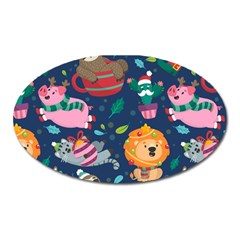 Funny-animal Christmas-pattern Oval Magnet by Amaryn4rt