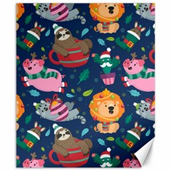 Funny-animal Christmas-pattern Canvas 8  x 10 