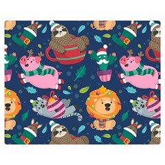 Funny-animal Christmas-pattern Two Sides Premium Plush Fleece Blanket (medium)