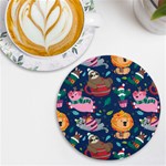 Funny-animal Christmas-pattern UV Print Round Tile Coaster Front