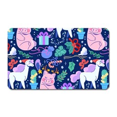 Colorful-funny-christmas-pattern Pig Animal Magnet (rectangular) by Amaryn4rt