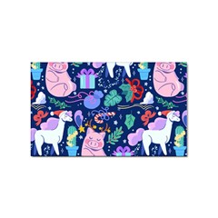 Colorful-funny-christmas-pattern Pig Animal Sticker Rectangular (10 Pack) by Amaryn4rt