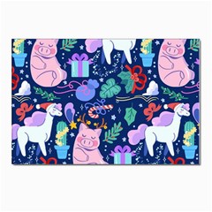 Colorful-funny-christmas-pattern Pig Animal Postcard 4 x 6  (pkg Of 10) by Amaryn4rt