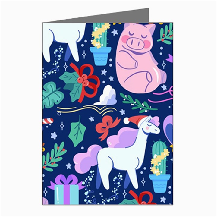 Colorful-funny-christmas-pattern Pig Animal Greeting Cards (Pkg of 8)